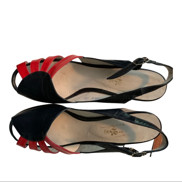 Vintage 50's black & red Leather sandals - Picture 3 of 4